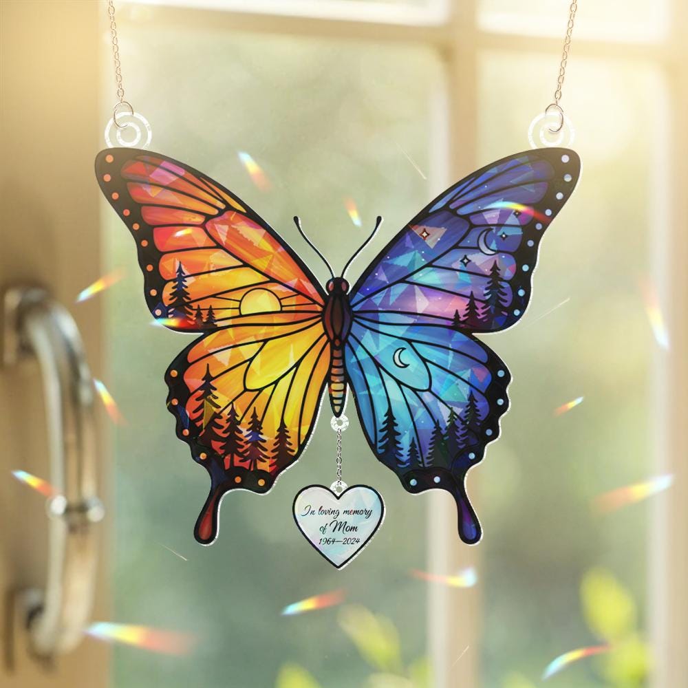 Butterfly Memorial Window Hanging – In Loving Memory Sun Catcher Sympathy Gift image 2