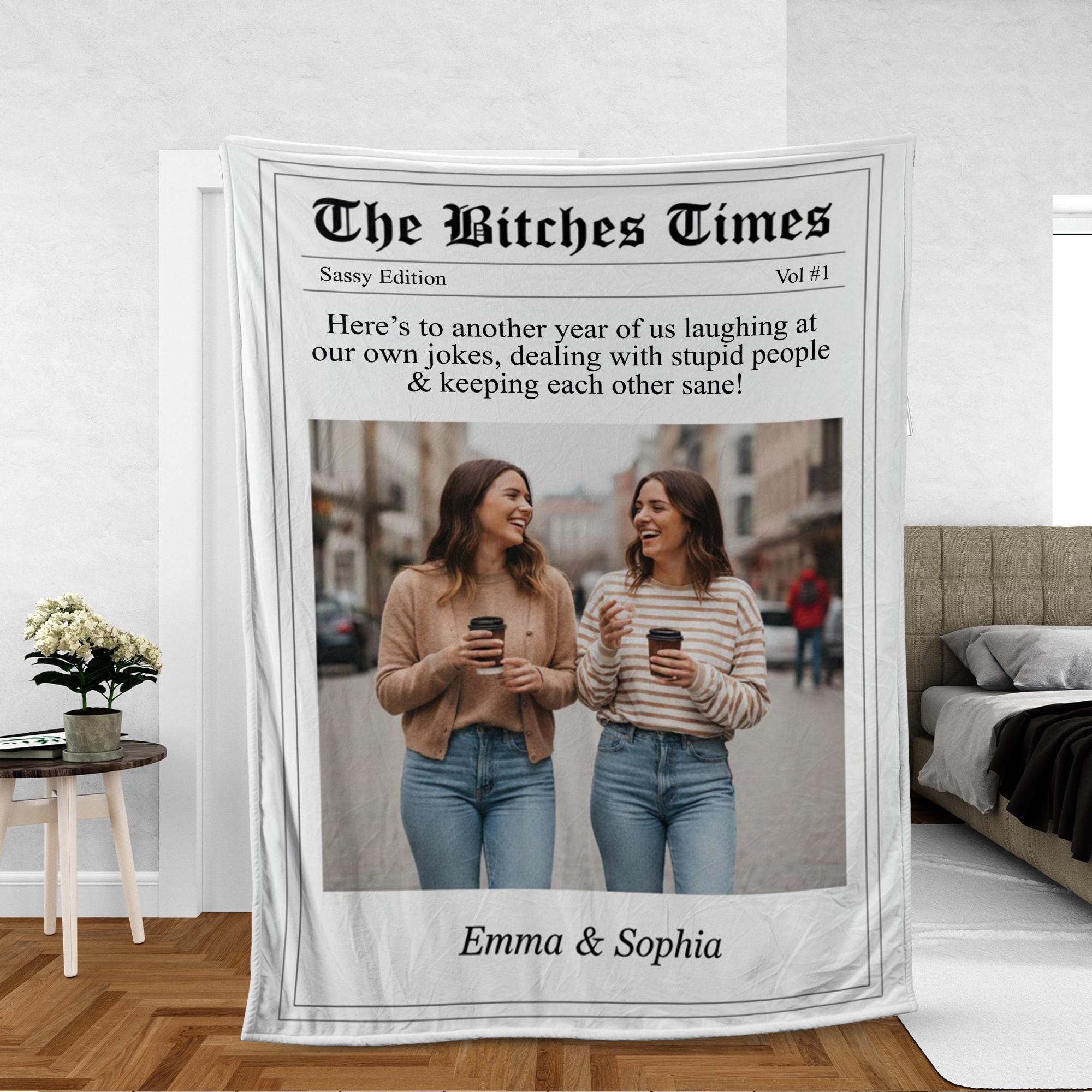 Personalized Fleece Blanket: Newspaper Layout Design, Friendship Edition image 1