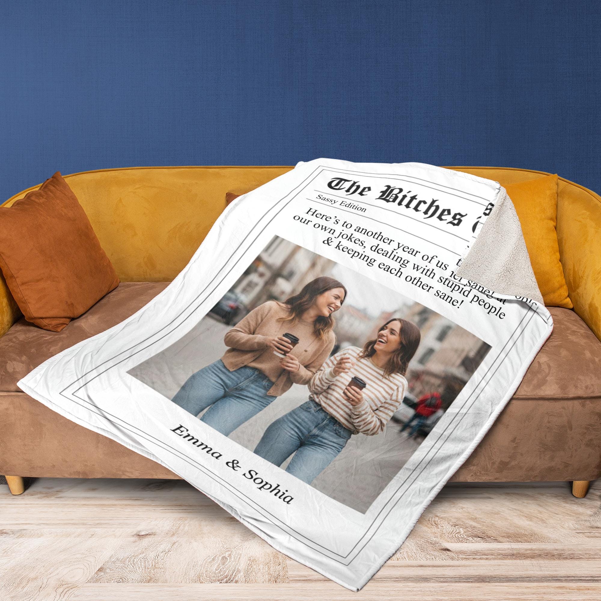 Personalized Fleece Blanket: Newspaper Layout Design, Friendship Edition image 2