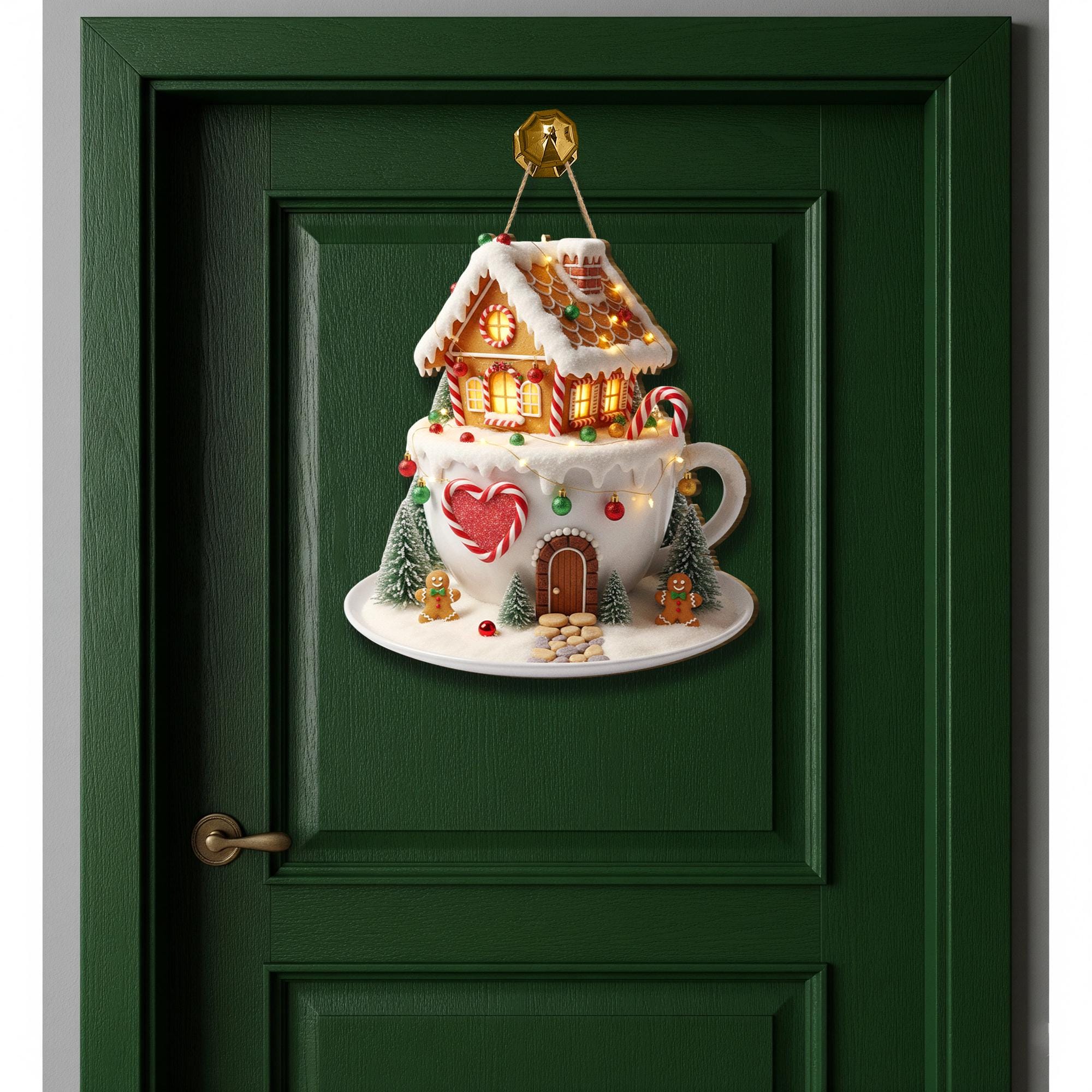 Christmas Gingerbread House Door Sign - Winter Welcome Sign