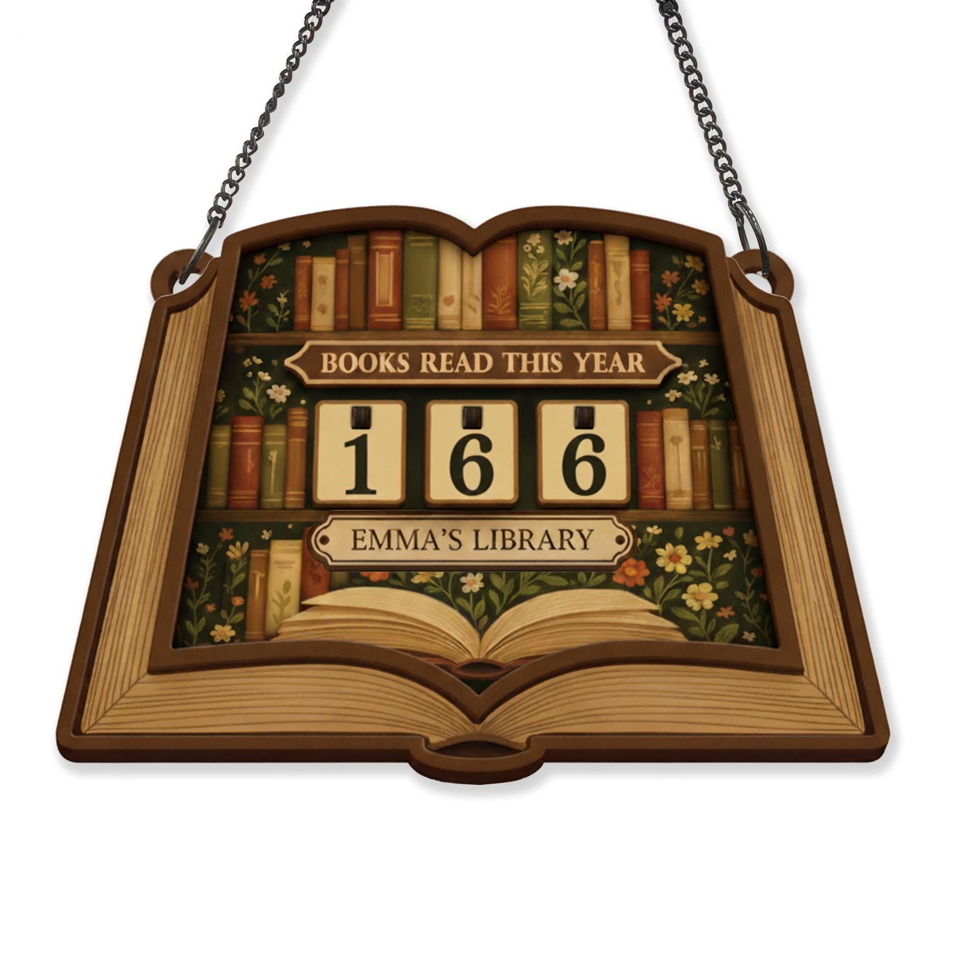 Wooden Book Tracker Sign – Personalized Library Reading Counter