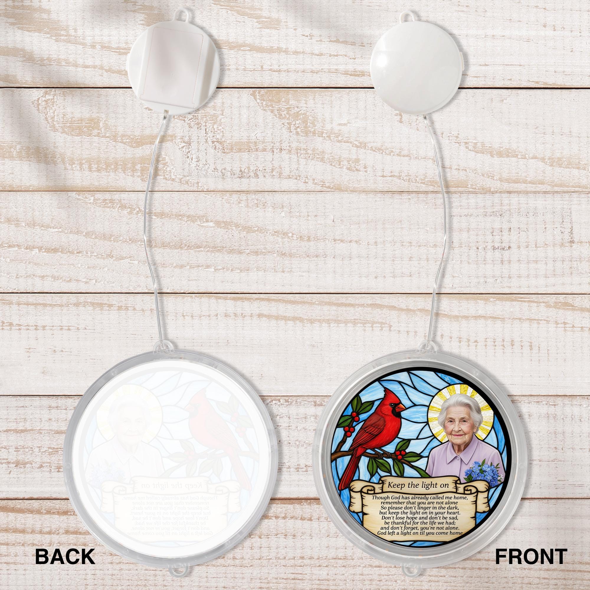 Personalized Memorial LED Suncatcher – Window Hanging Keepsake – “Keep the Light On” Tribute Gift