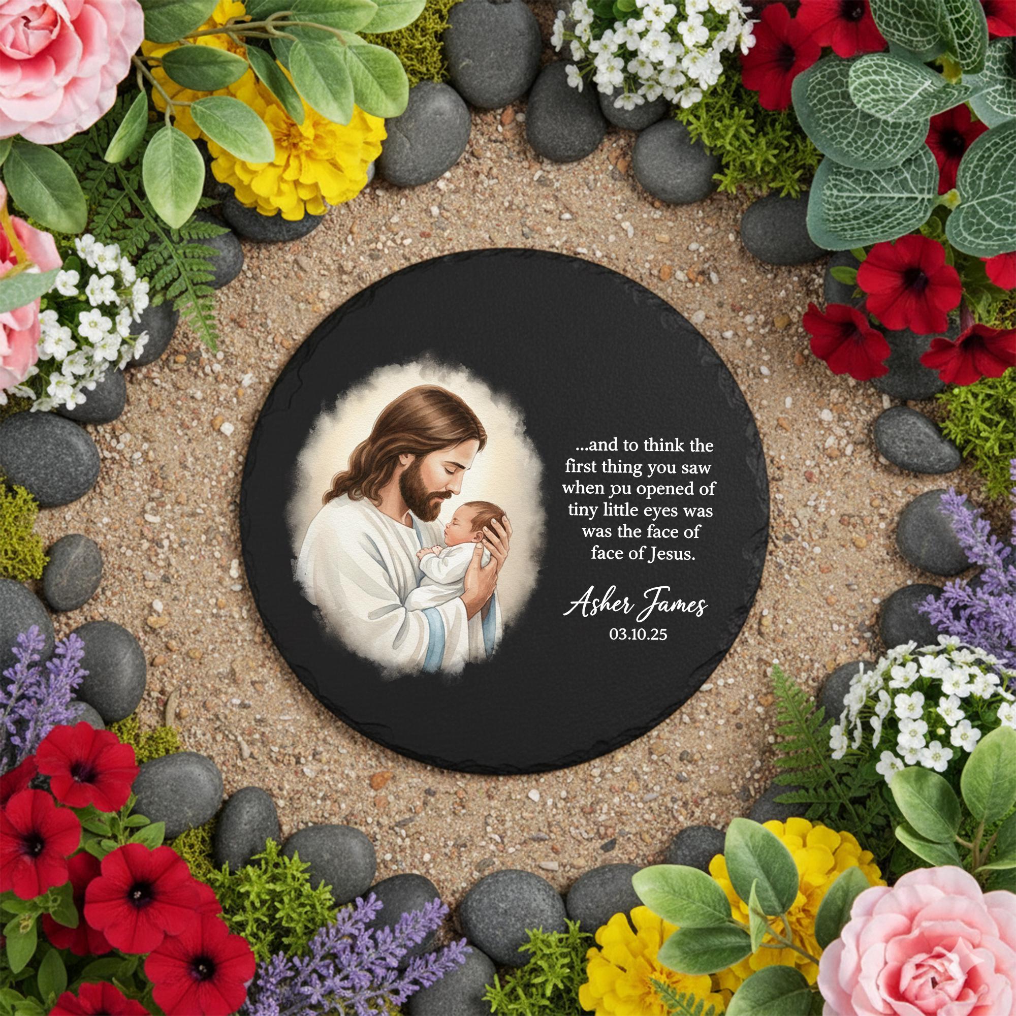 Personalized Memorial Garden Stone – Christian Remembrance Gift – In Memory Garden Decor