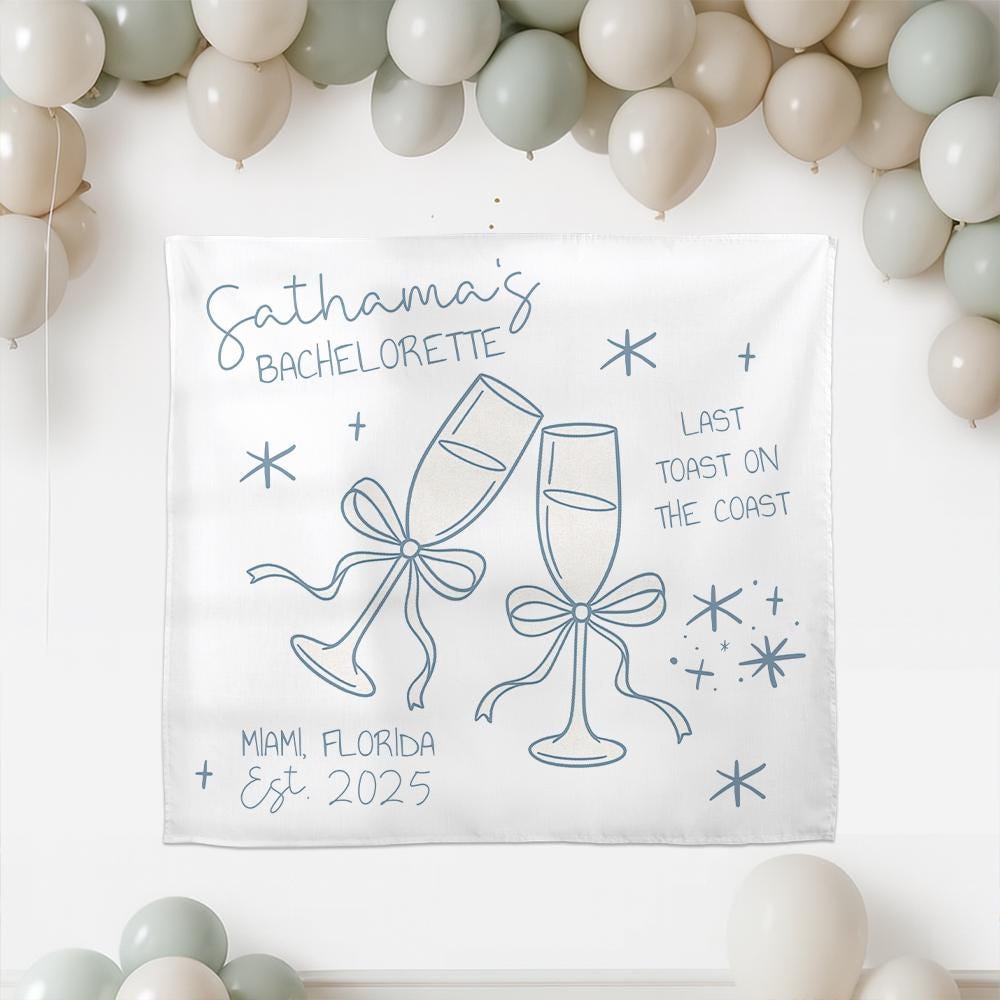 Personalized Bachelorette Party Tapestry – Custom Last Toast on the Coast Decor