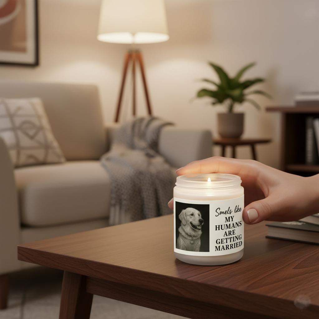 Custom Pet Photo Candle Personalized Dog Label Soy Wax Jar Decoration