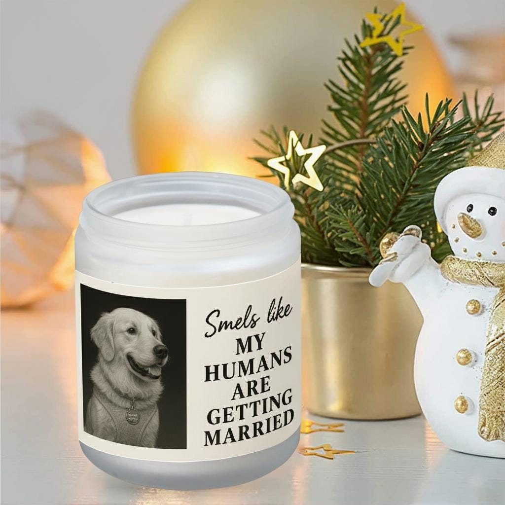 Custom Pet Photo Candle Personalized Dog Label Soy Wax Jar Decoration