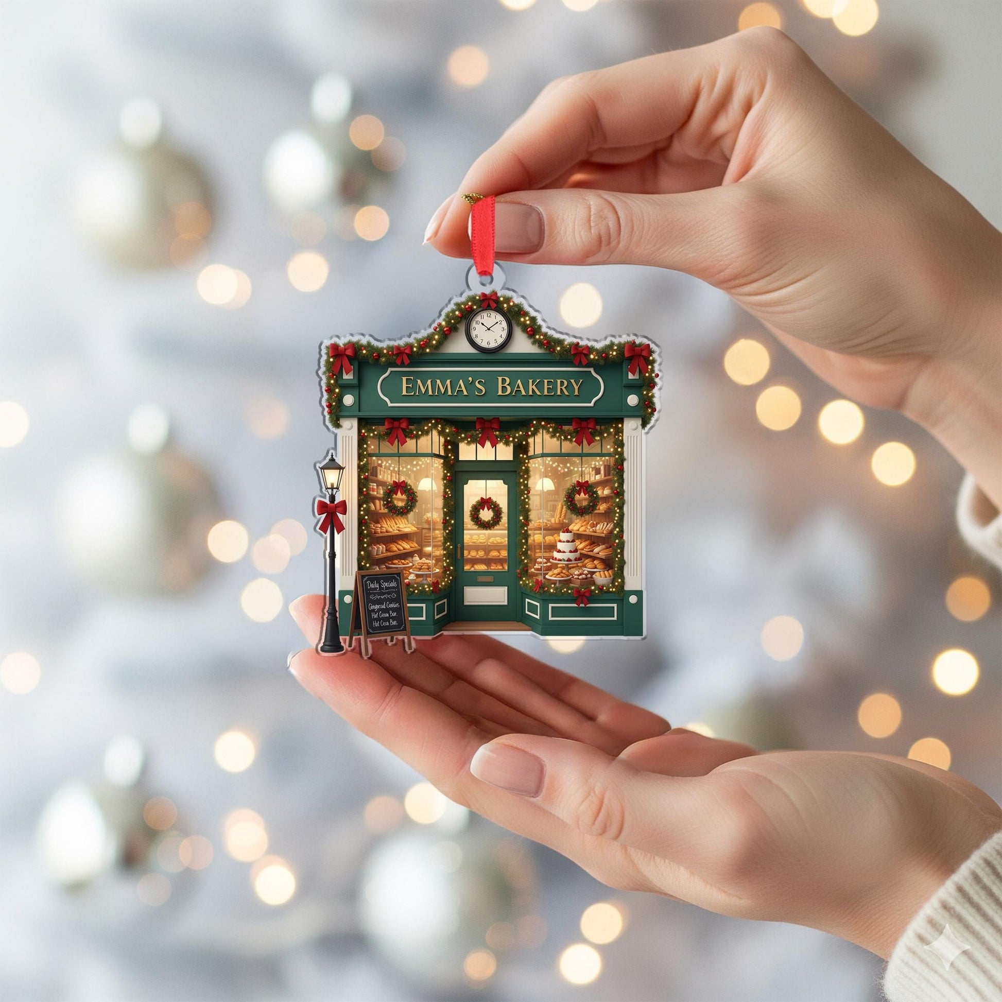 Holiday Bakery Shop Ornament – Miniature Storefront Xmas Decoration image 4