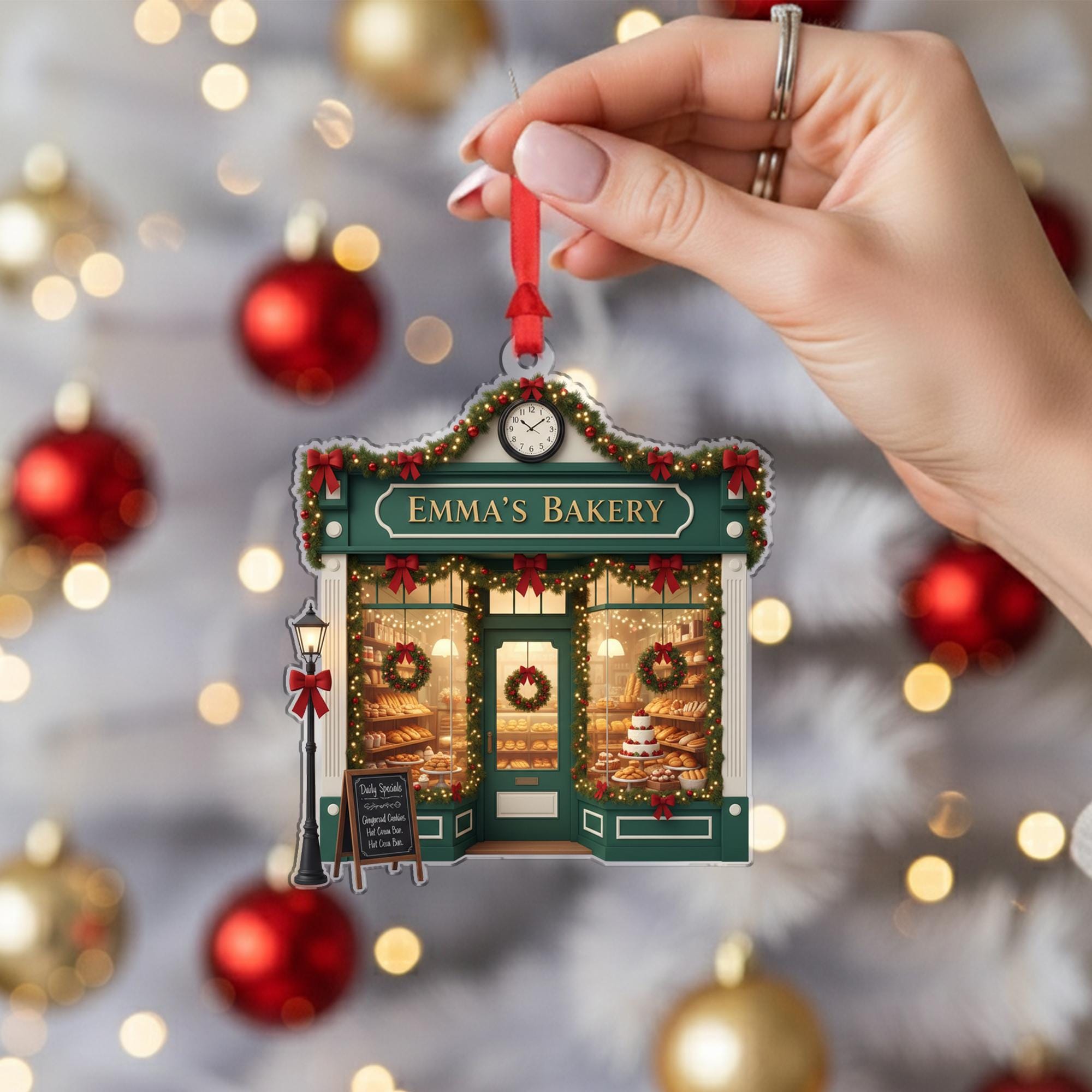 Holiday Bakery Shop Ornament – Miniature Storefront Xmas Decoration image 7