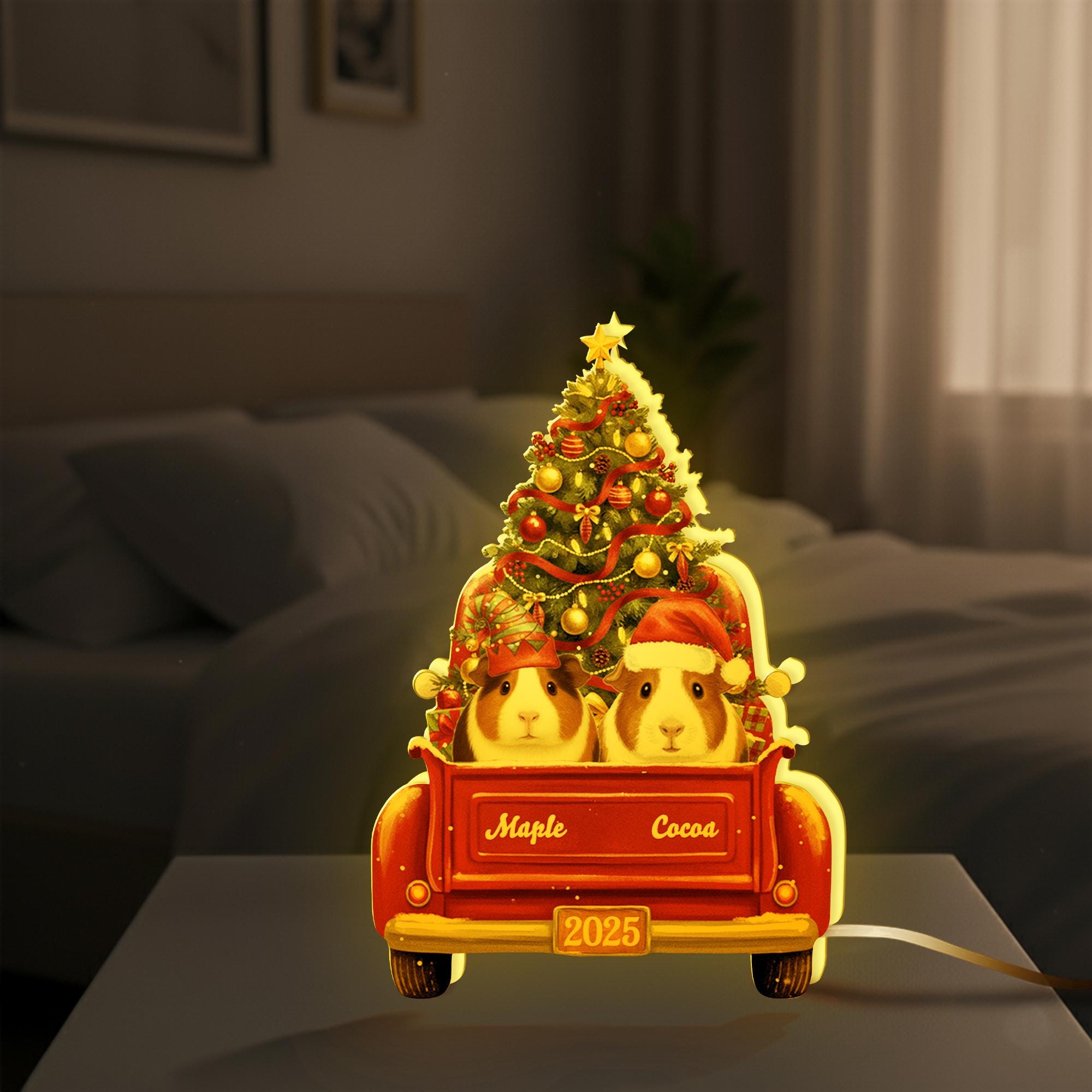 Custom Guinea Pig Christmas Night Light Box: Holiday LED Table Lamp image 7