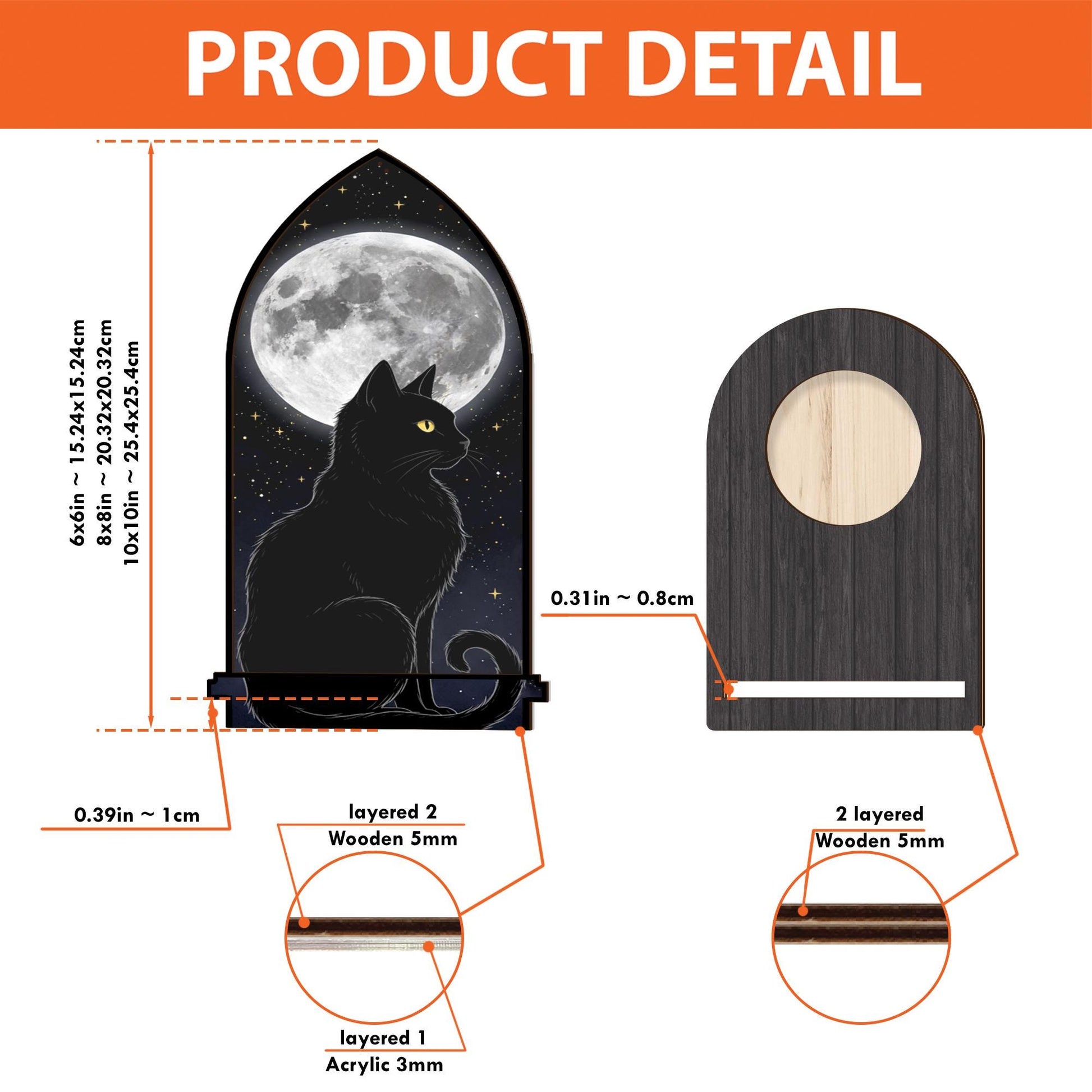 Black Cat & Full Moon Candle Holder Ornament – Gothic Christmas Table Accent image 5