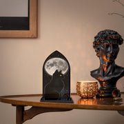 Black Cat & Full Moon Candle Holder Ornament – Gothic Christmas Table Accent image 1
