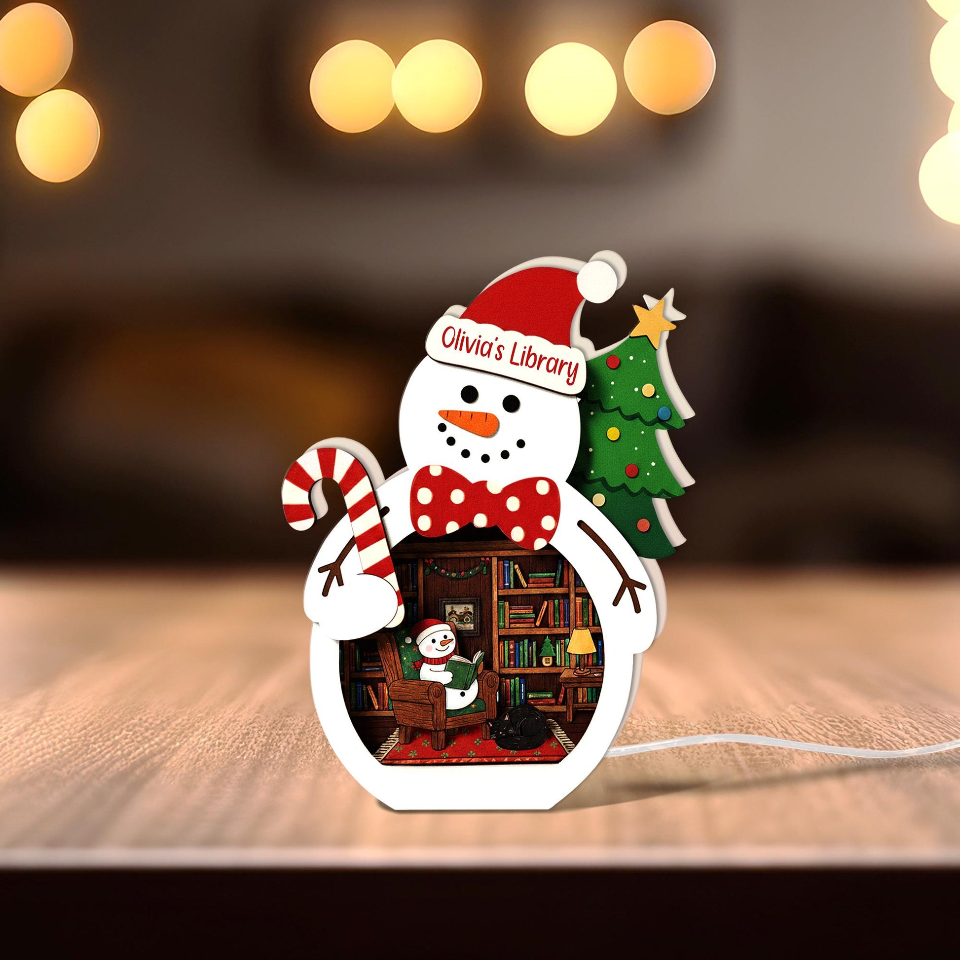 Custom Book Lover Christmas Night Light Box: LED Book Room Decor image 6