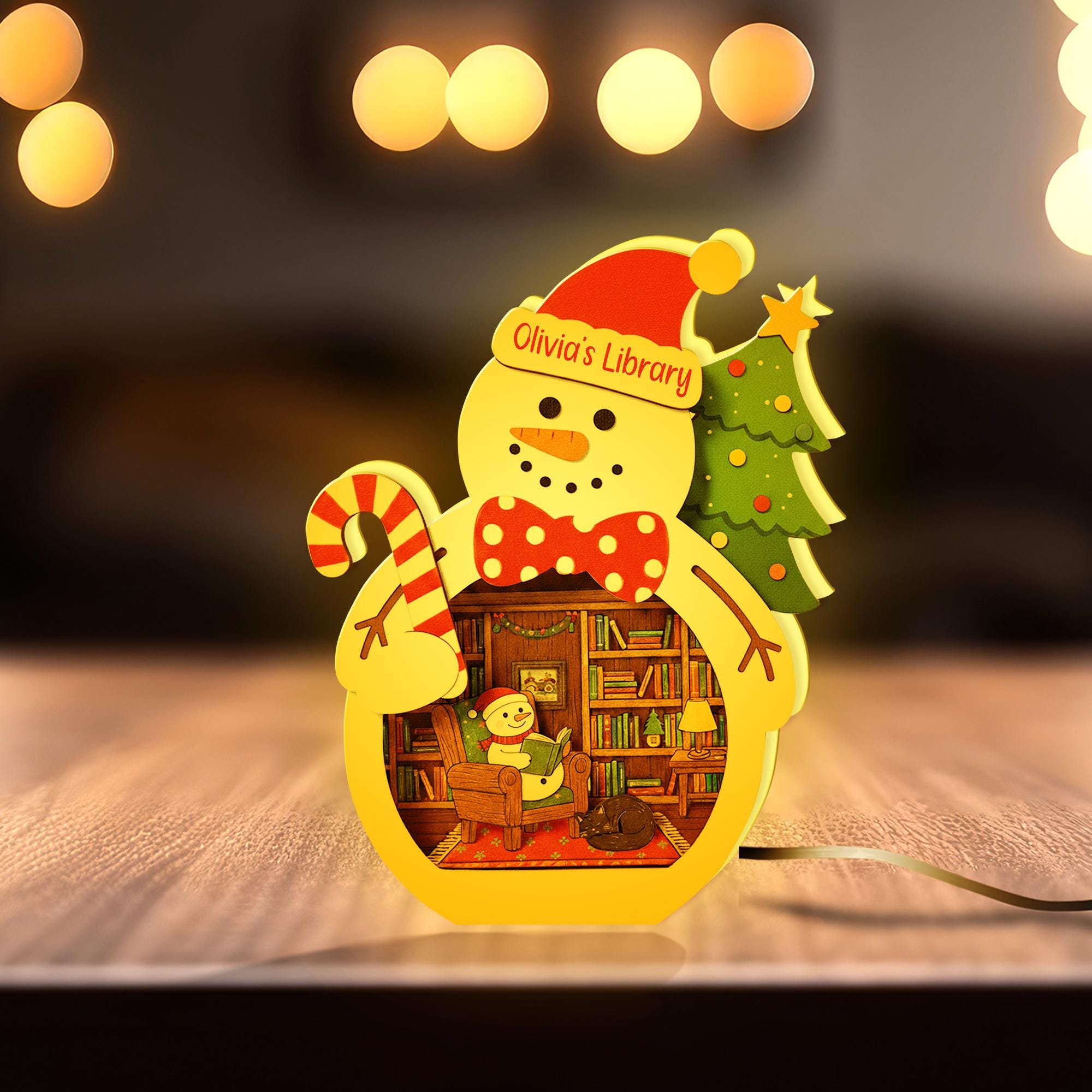Custom Book Lover Christmas Night Light Box: LED Book Room Decor image 3