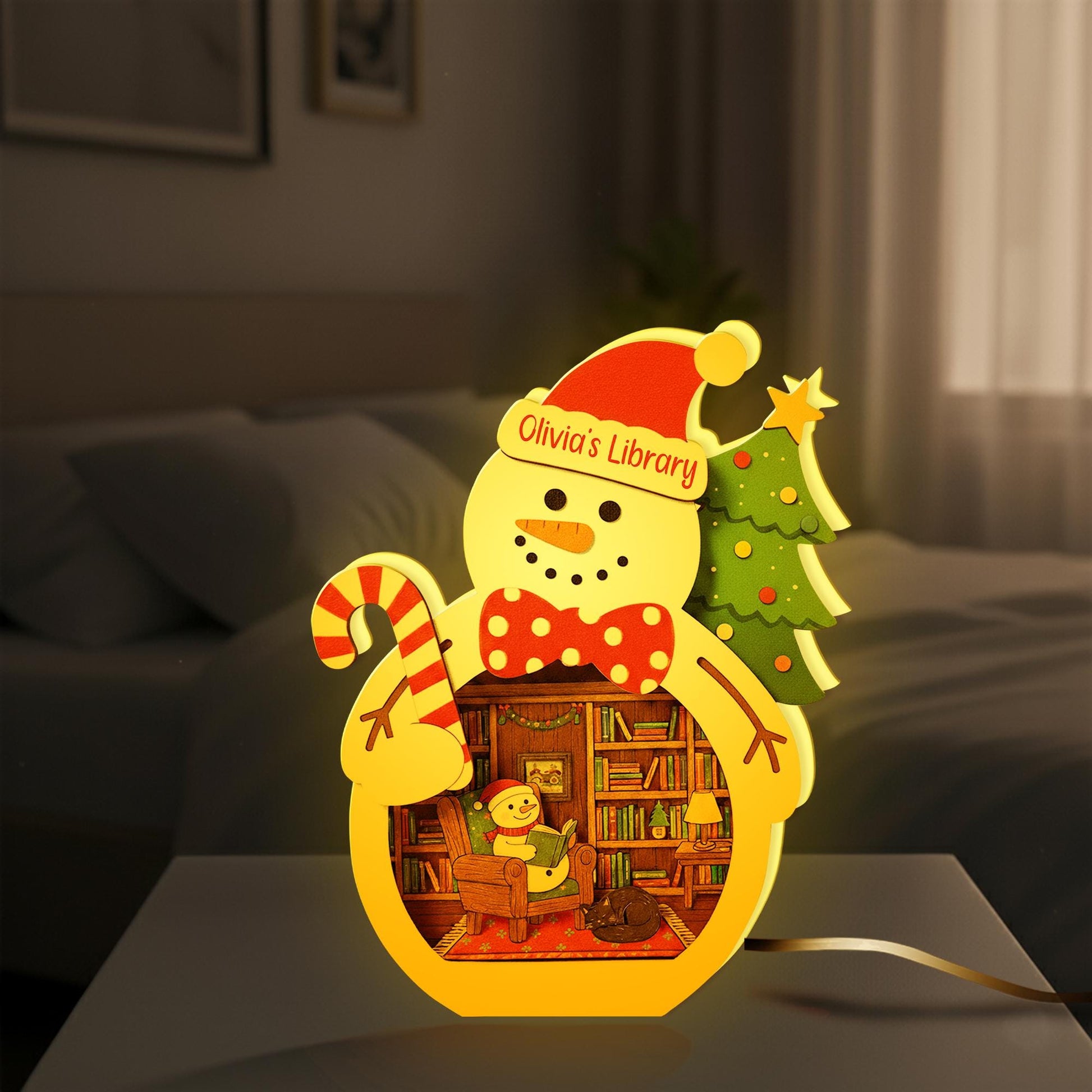 Custom Book Lover Christmas Night Light Box: LED Book Room Decor image 2