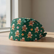 Cotton Scrub Cap: Gingerbread Print, Christmas Theme, RN Nurse Wear image 1