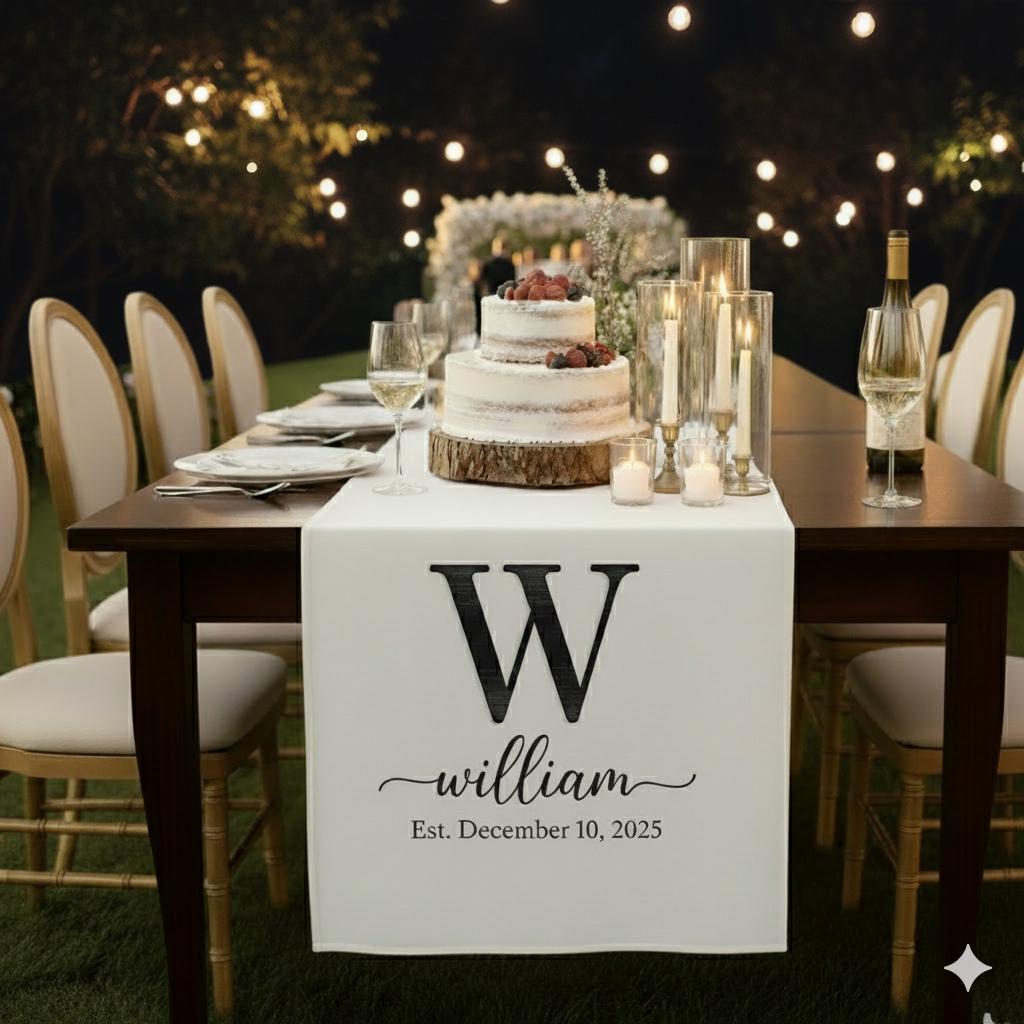 Custom Wedding Table Sign with Initial: Personalized Monogram Family Name and Date image 3