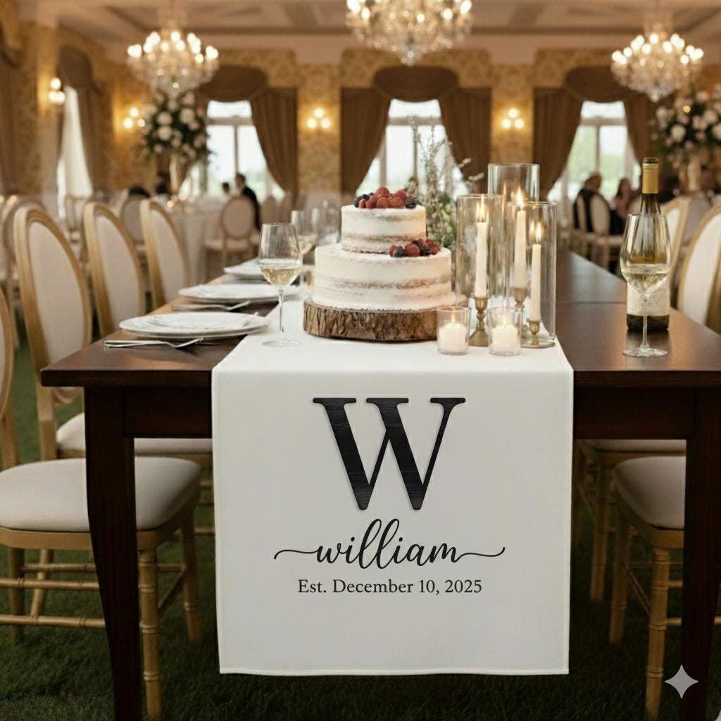 Custom Wedding Table Sign with Initial: Personalized Monogram Family Name and Date image 4