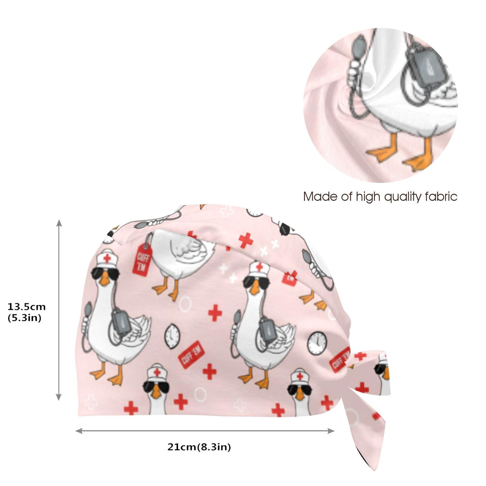 Cotton Scrub Cap: Goose Print, RN Nurse Theme, “Cuff ’Em” Design image 8