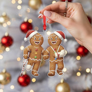 Gingerbread Couple Ornament – Christmas Tree Decoration, Broken Cookie Design, Funny Holiday Decor image 1