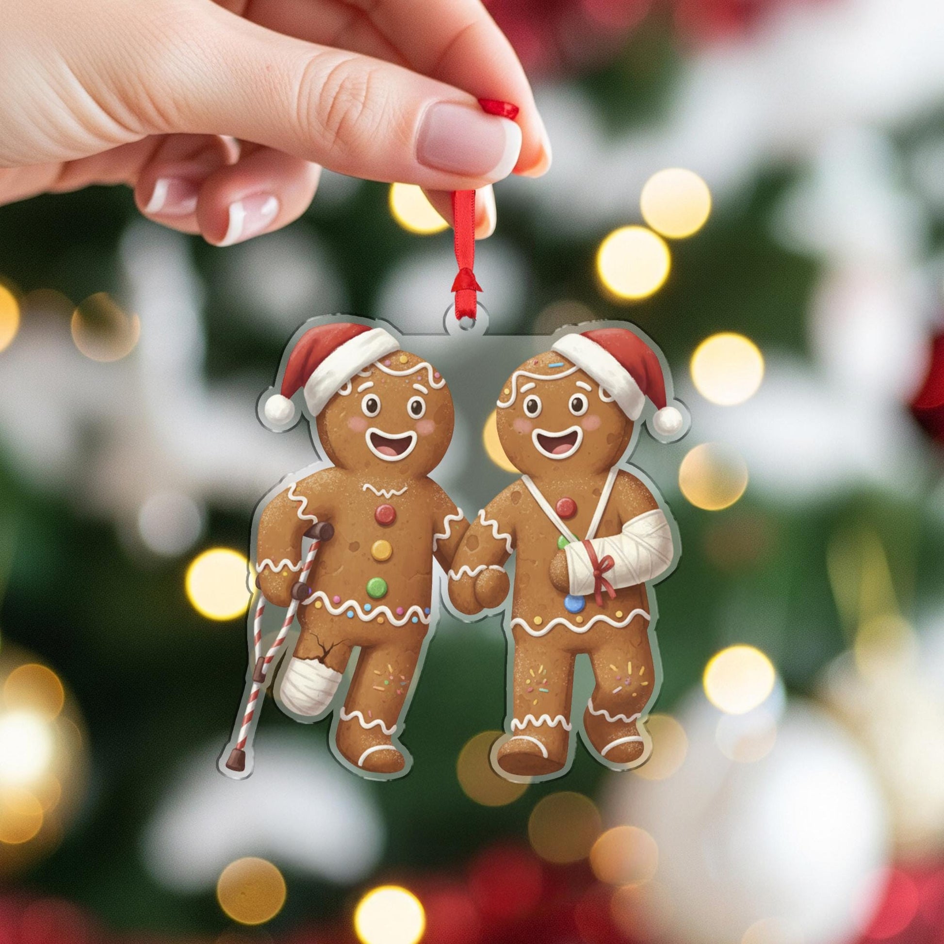 Gingerbread Couple Ornament – Christmas Tree Decoration, Broken Cookie Design, Funny Holiday Decor image 3