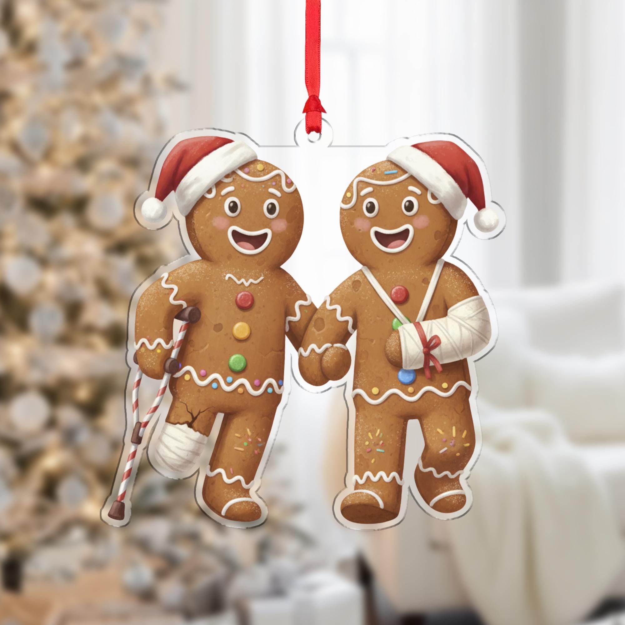 Gingerbread Couple Ornament – Christmas Tree Decoration, Broken Cookie Design, Funny Holiday Decor image 7