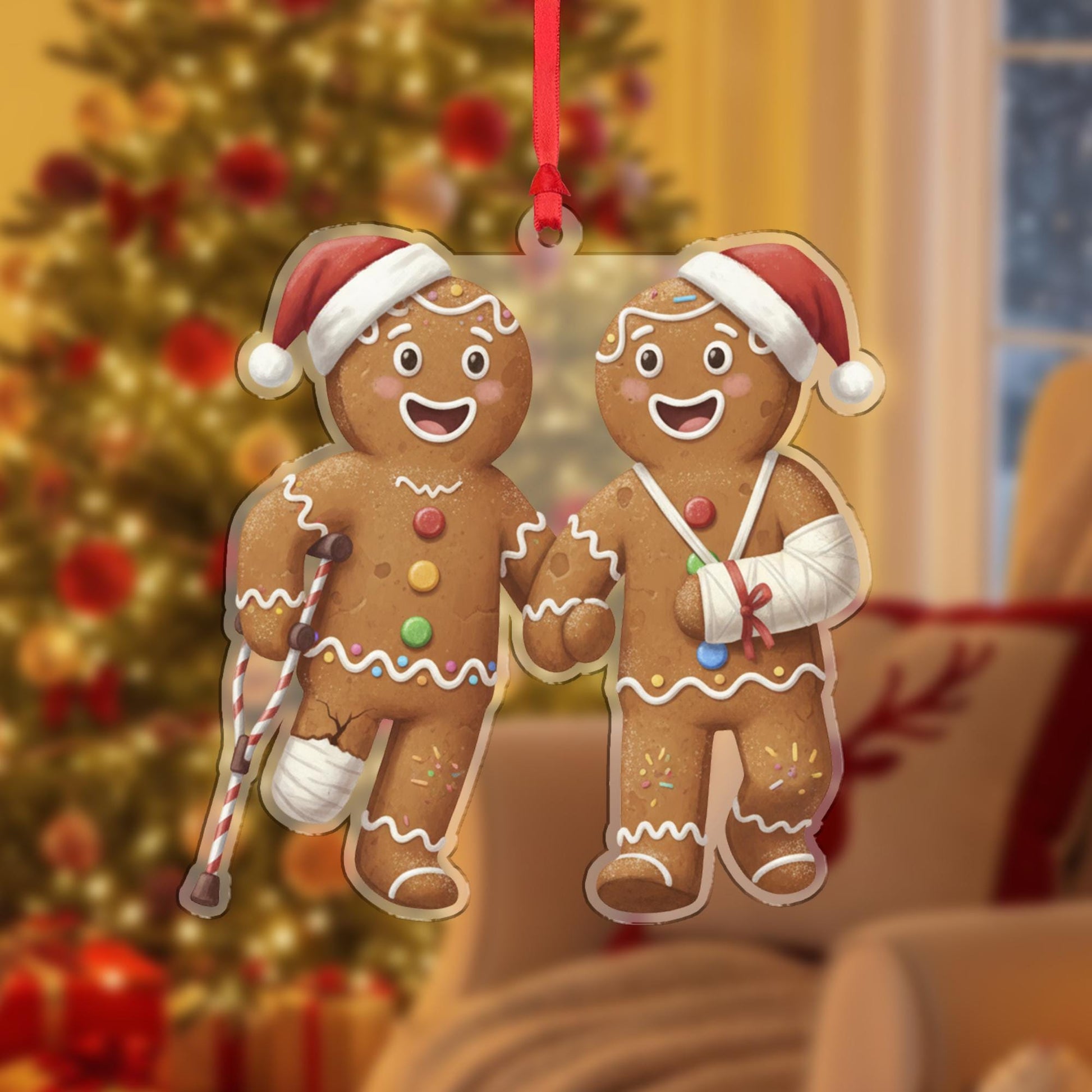 Gingerbread Couple Ornament – Christmas Tree Decoration, Broken Cookie Design, Funny Holiday Decor image 6