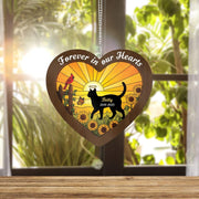 Two-Layer Cat Memorial Suncatcher: Personalized Pet Loss Decor with Sunflower Scene