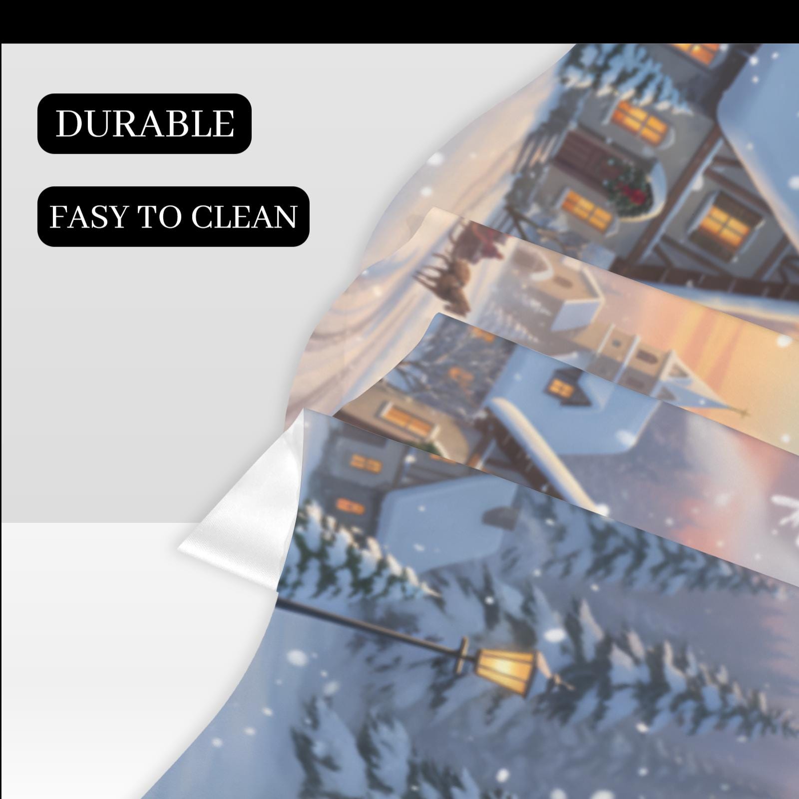 Winter Village Fireplace Mantel Scarf – Christmas Mantel Cover, Snowy Scene Decoration, Holiday Home Decor image 5