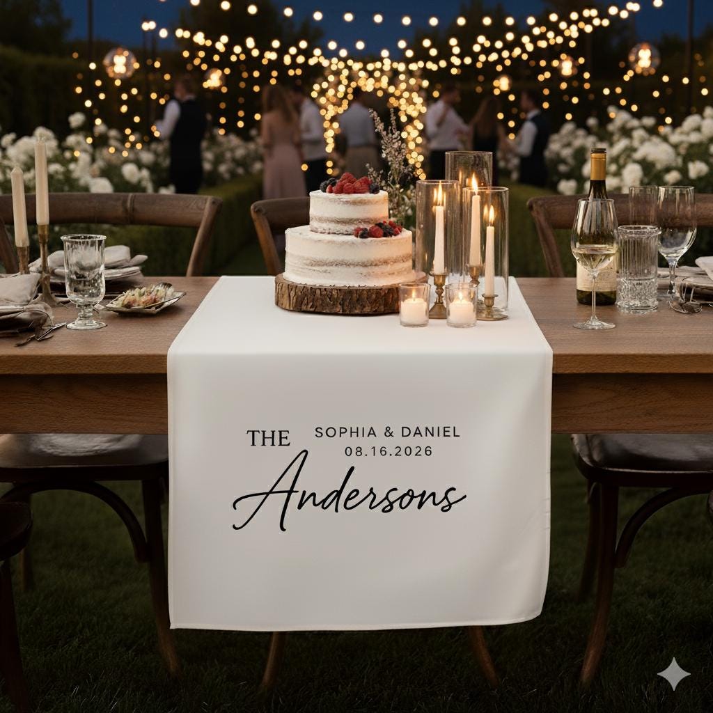 Custom Wedding Table Runner: Personalized Family Name & Date image 5