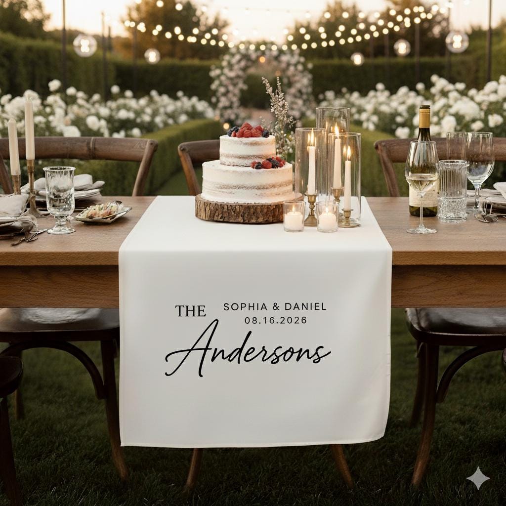 Custom Wedding Table Runner: Personalized Family Name & Date image 2