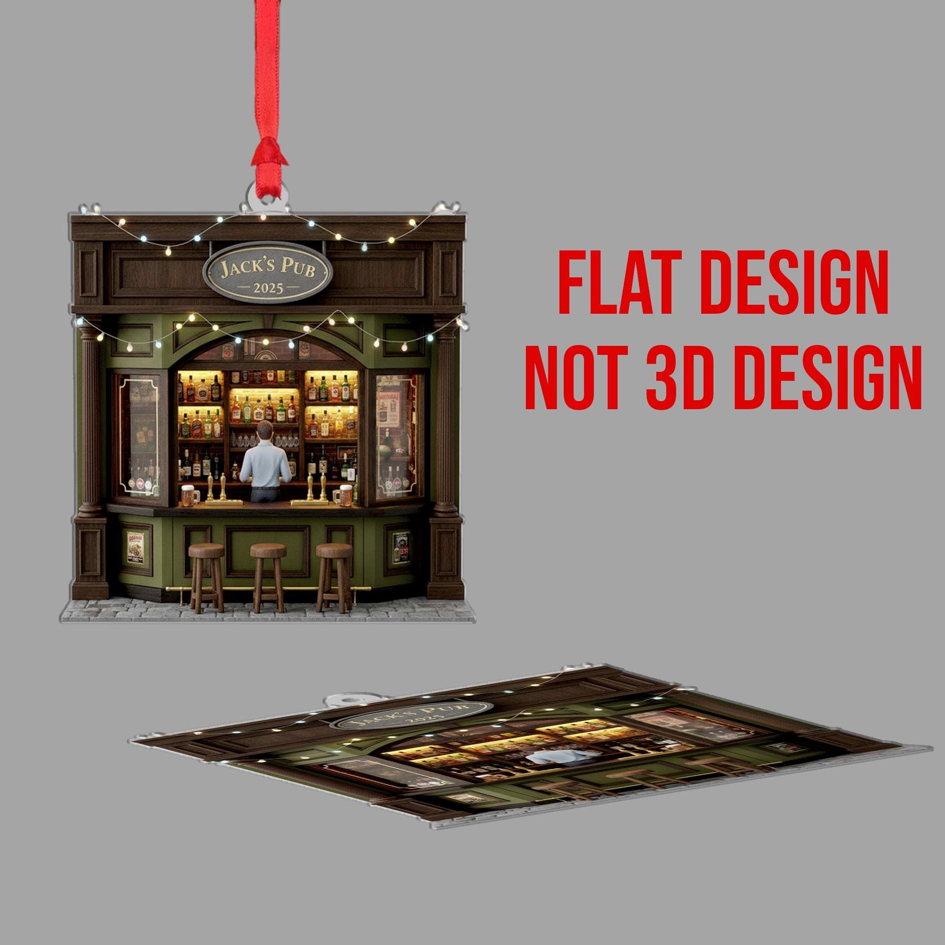 Personalized Miniature Pub Ornament | Custom Bar Scene Christmas Ornament