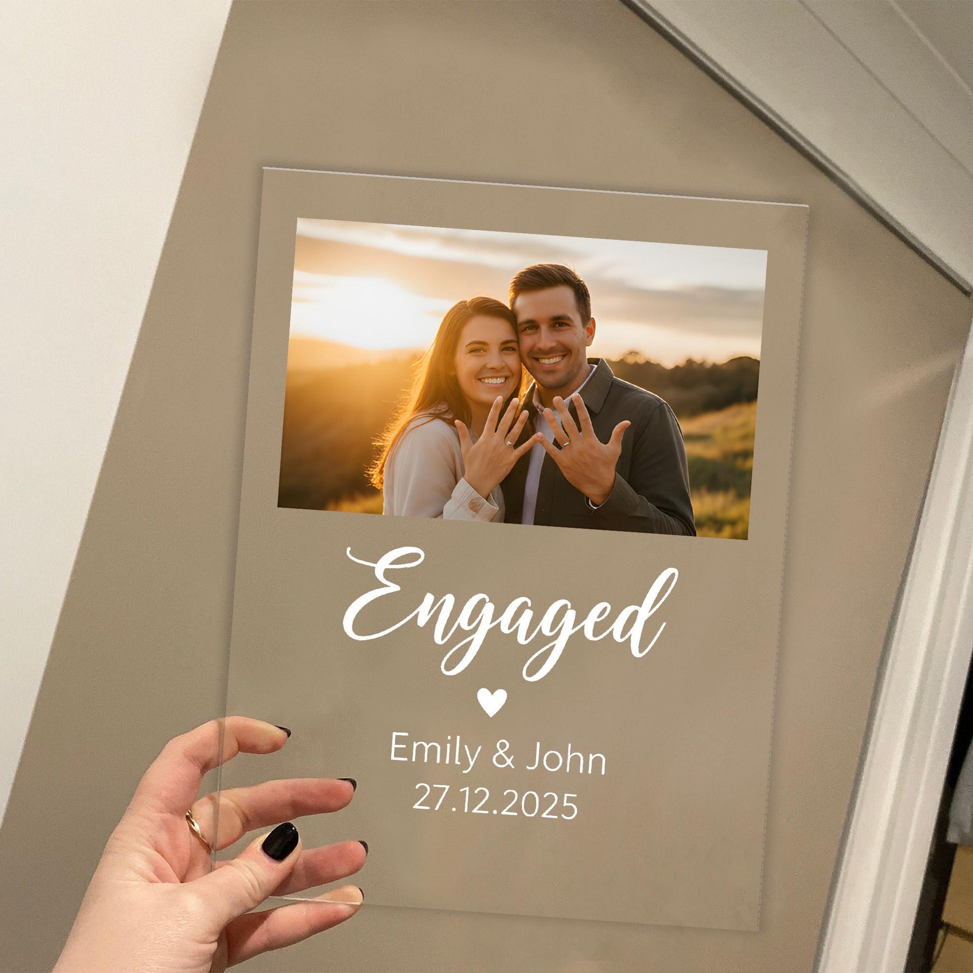 Personalized Acrylic Engagement Plaque - Custom Acrylic Photo Display