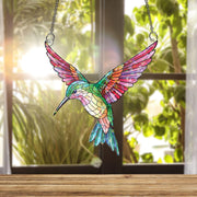 Acrylic Hologram Window Hanging: Colorful Hummingbird Sun Catcher