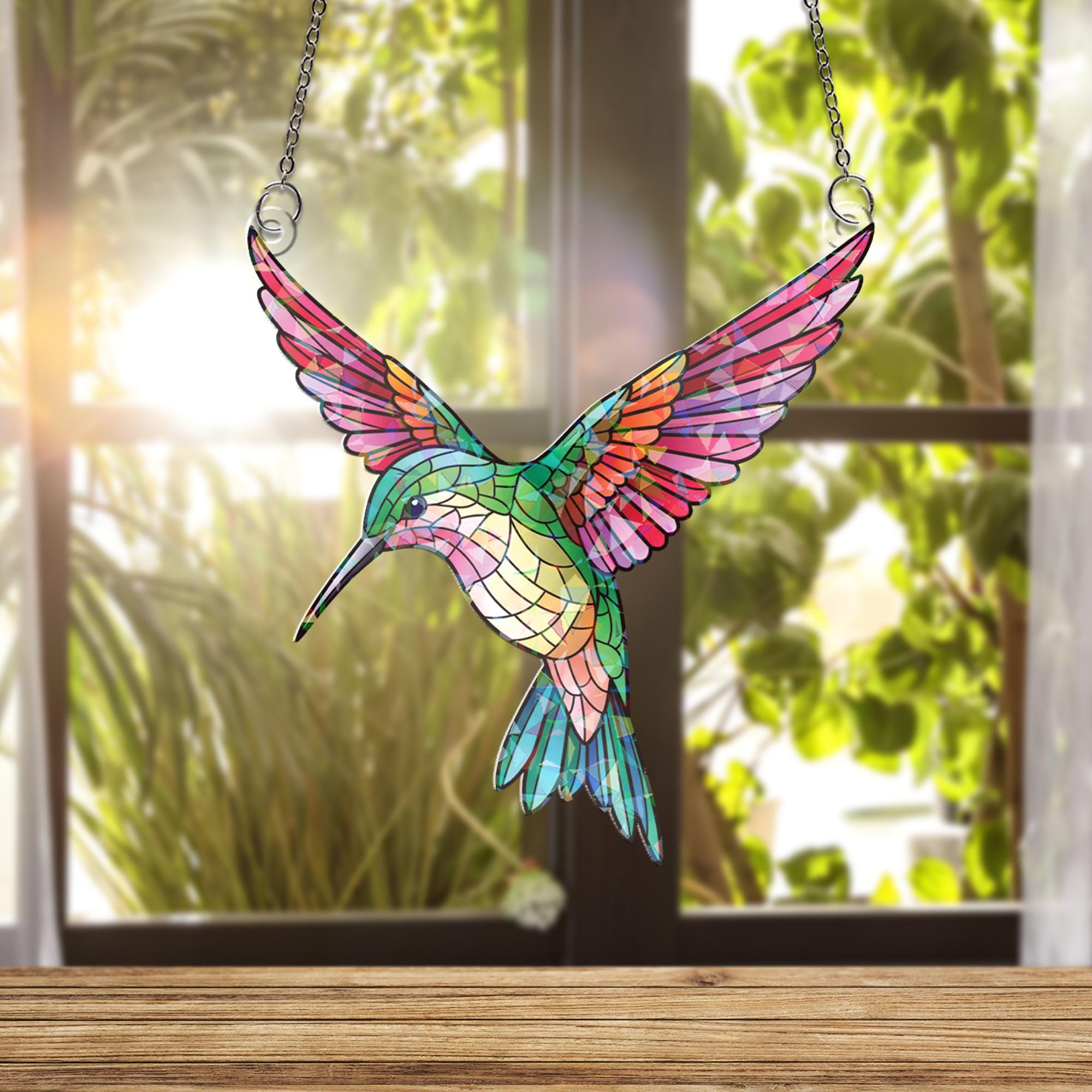 Acrylic Hologram Window Hanging: Colorful Hummingbird Sun Catcher