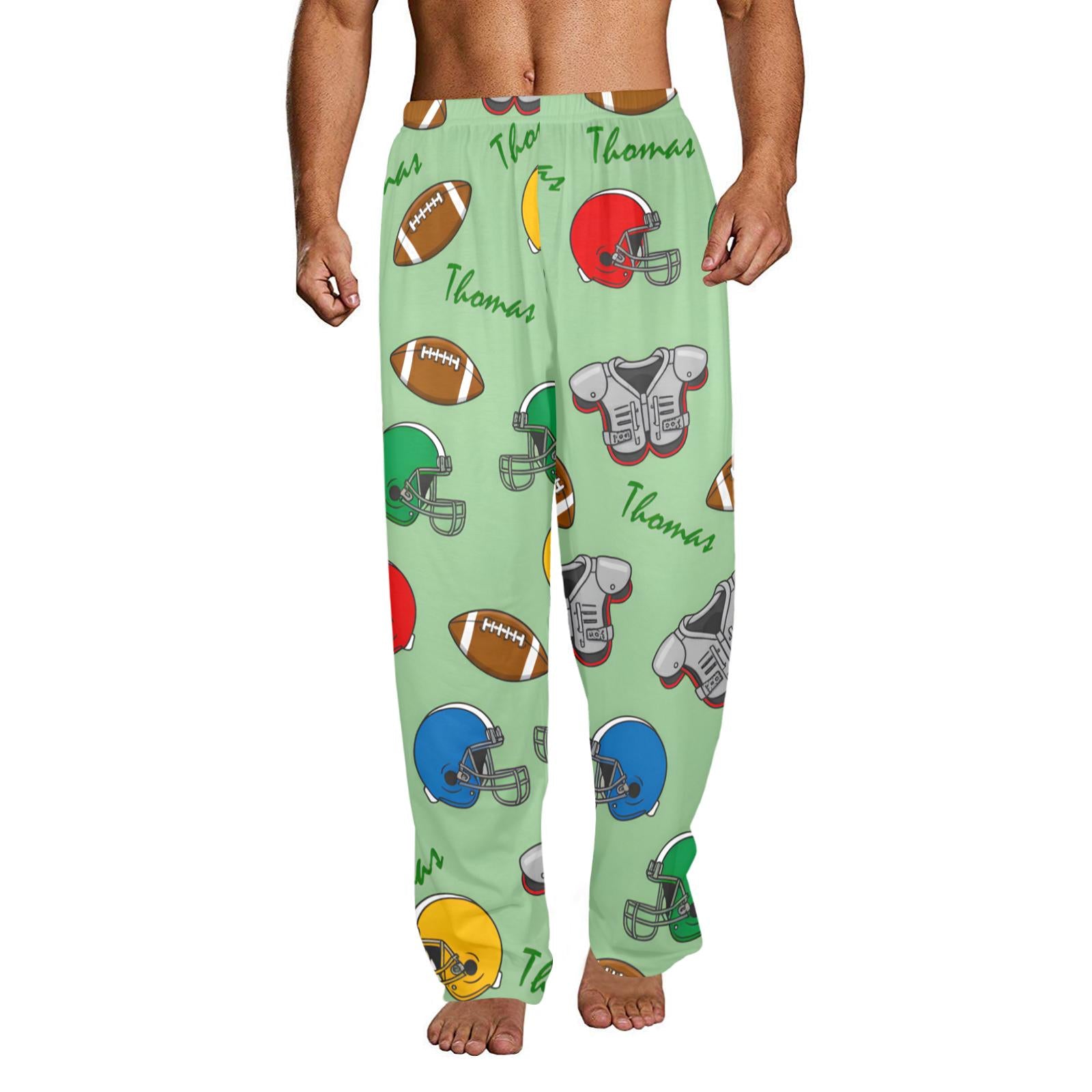 Personalized Football Pajama Pants: Custom Name Loungewear