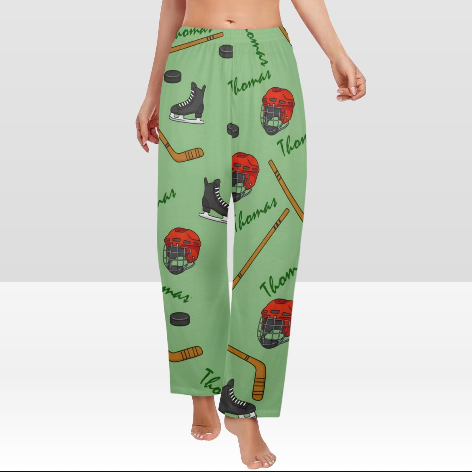 Personalized Ice Hockey Pajama Pants: All-Over Print Loungewear