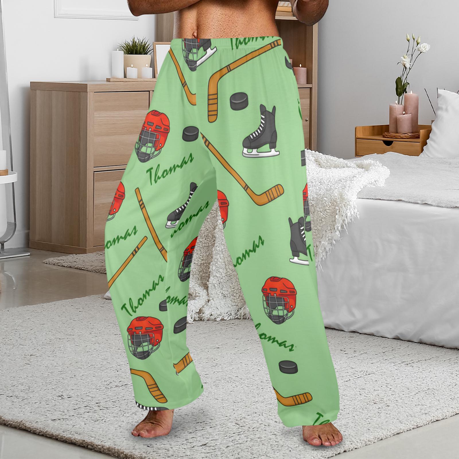 Personalized Ice Hockey Pajama Pants: All-Over Print Loungewear