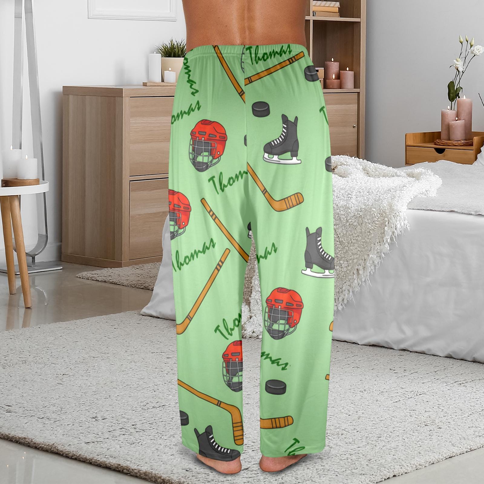 Personalized Ice Hockey Pajama Pants: All-Over Print Loungewear