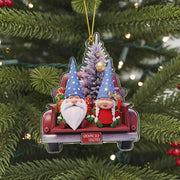 Custom Old Gnome Couple Ornament: Growing Old Together Red Truck Holiday Keepsake