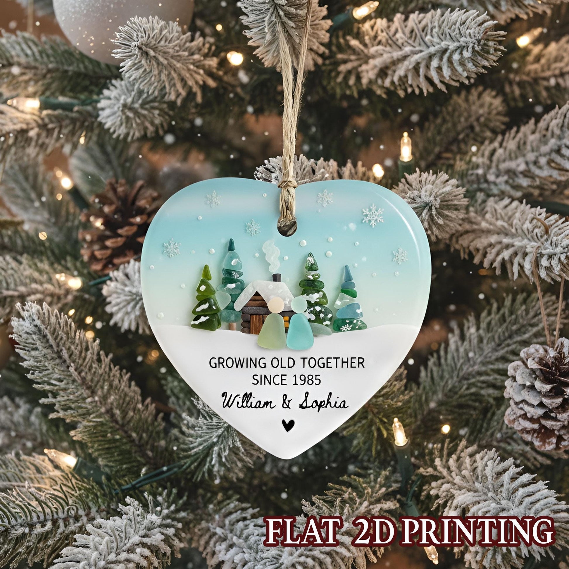 Personalized Old Couple Christmas Ornament: Winter Keepsake, Custom Anniversary