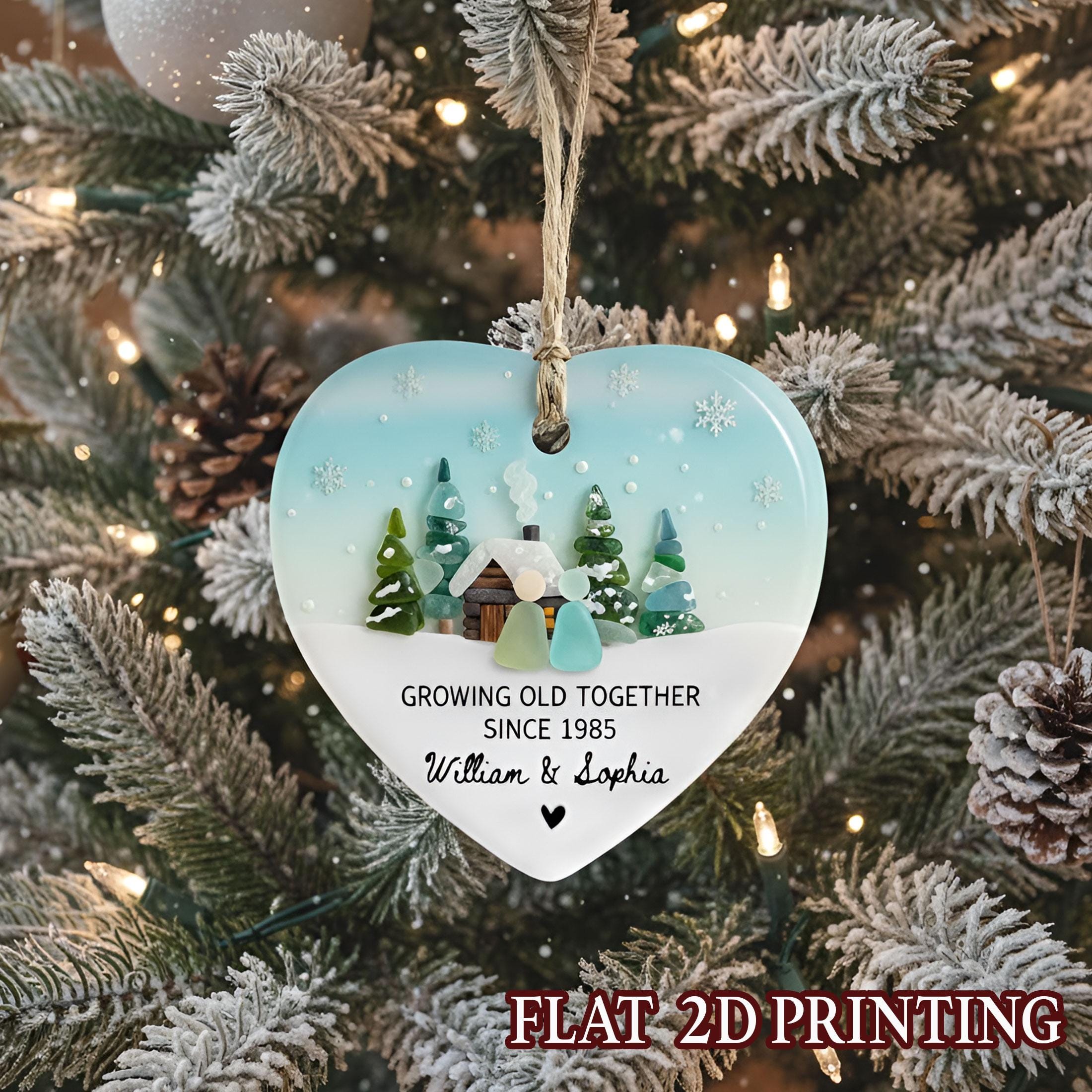 Personalized Old Couple Christmas Ornament: Winter Keepsake, Custom Anniversary