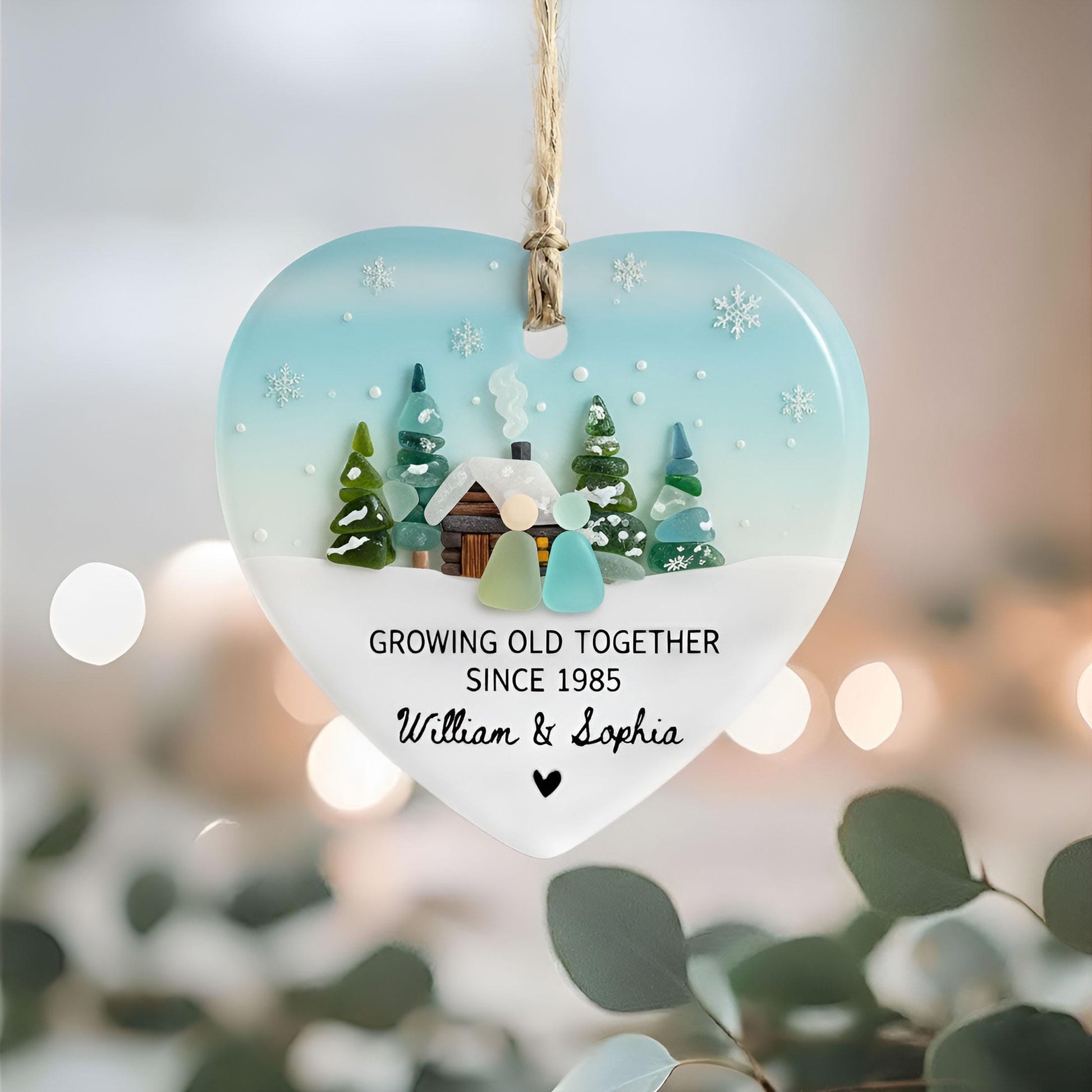 Personalized Old Couple Christmas Ornament: Winter Keepsake, Custom Anniversary