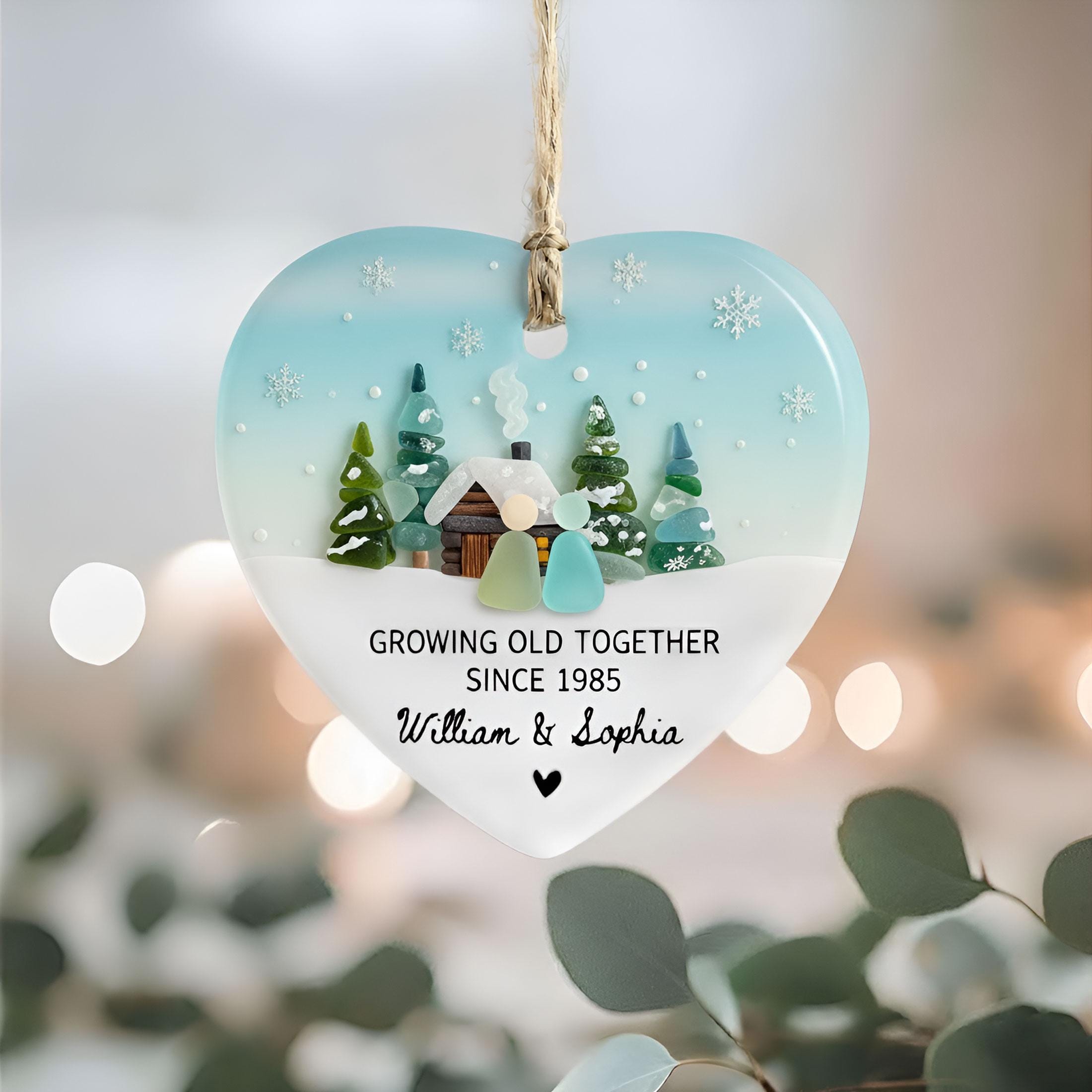Personalized Old Couple Christmas Ornament: Winter Keepsake, Custom Anniversary