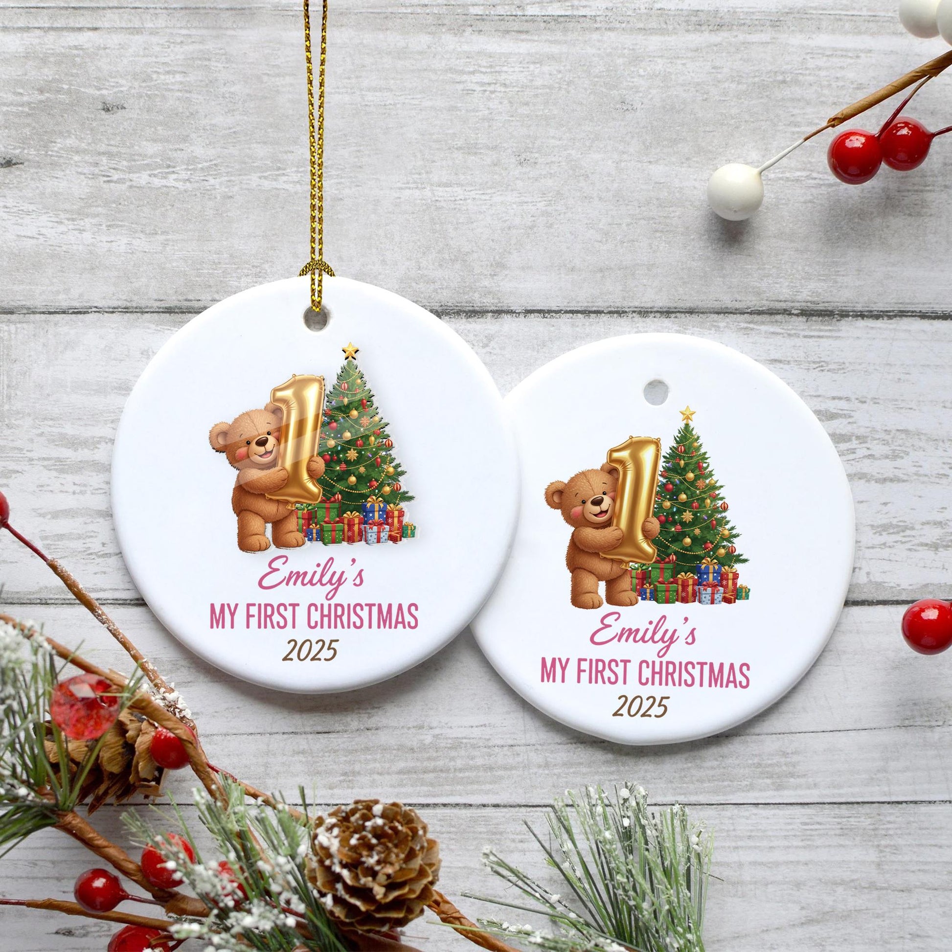 Personalized Baby's First Christmas Ornament: Acrylic Ceramic Keepsake