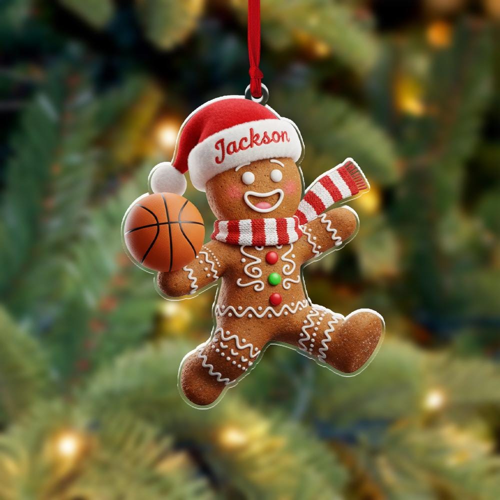 Personalized Gingerbread Basketball Ornament – Custom Sports Christmas Gift for Kids and Athletes image 2