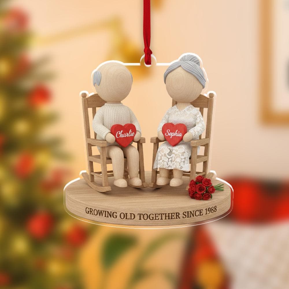 Personalized Couple Ornament – Growing Old Together Anniversary Gift for Parents or Grandparents image 2