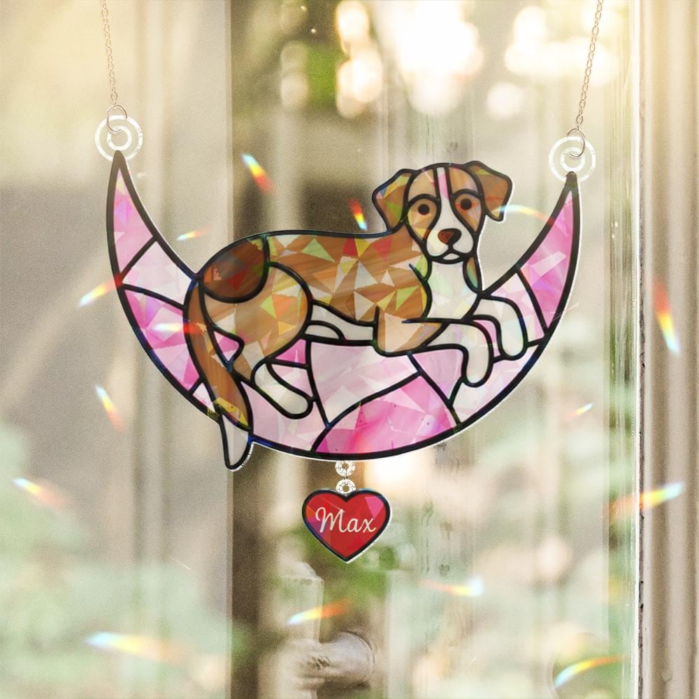 Personalized Dog Memorial Window Hanging – Pet Loss Gift with Crescent Moon Design image 2