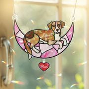 Personalized Dog Memorial Window Hanging – Pet Loss Gift with Crescent Moon Design image 1