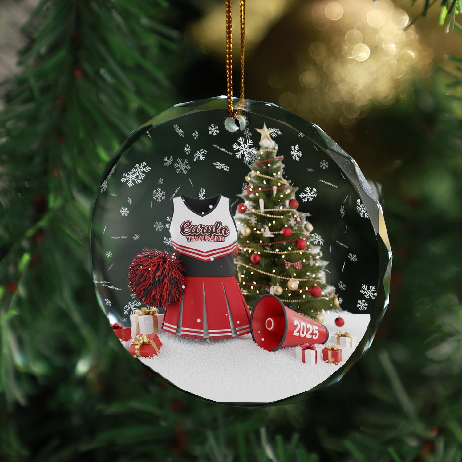 Custom Cheerleader Ornament – Personalized Team Uniform Glass image 3