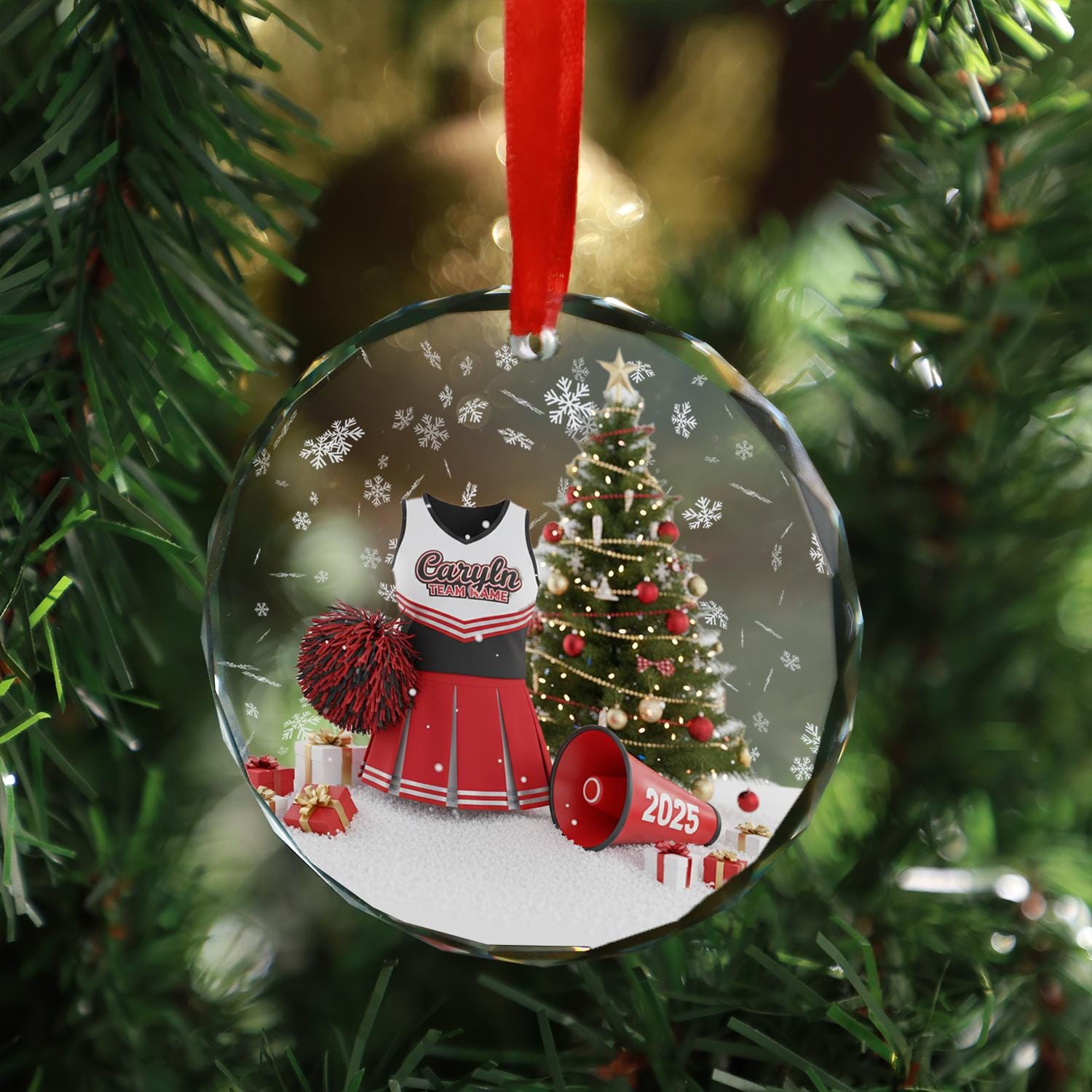 Custom Cheerleader Ornament – Personalized Team Uniform Glass image 1